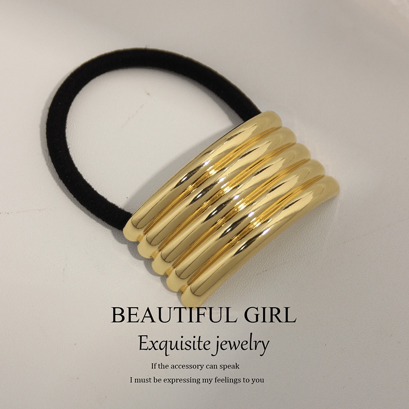 Women's Versatile Retro Alloy Elastic Hair Ties Round Cold Tone