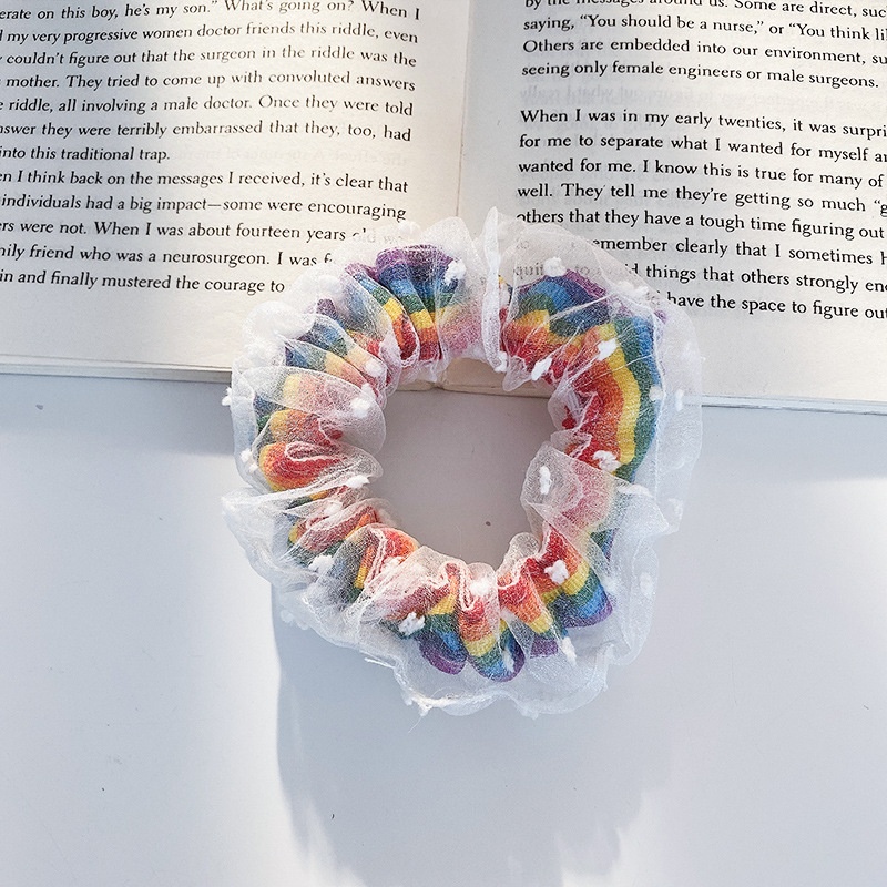 Women's Cloth Lace Scarf Scrunchie Daily Hair Tie Spring Tulip Floral