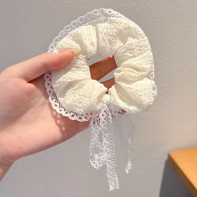 Women Daily Oversized High Elastic Lace Hair Scrunchie Elegant Floral
