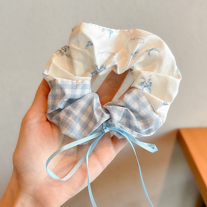 Women's Cloth Lace Scarf Scrunchie Daily Hair Tie Spring Tulip Floral