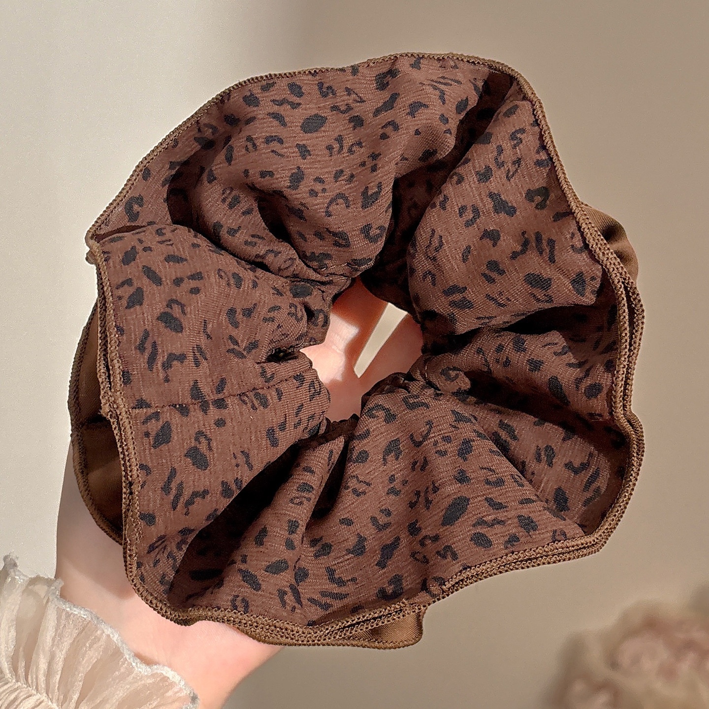 Women's Handmade Spring Ponytail Hair Scrunchie Checkered Fabric