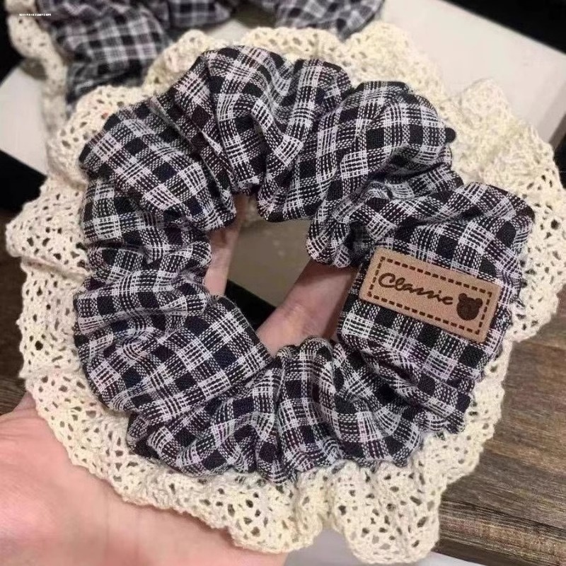 Women's Cloth Lace Scarf Scrunchie Daily Hair Tie Spring Tulip Floral