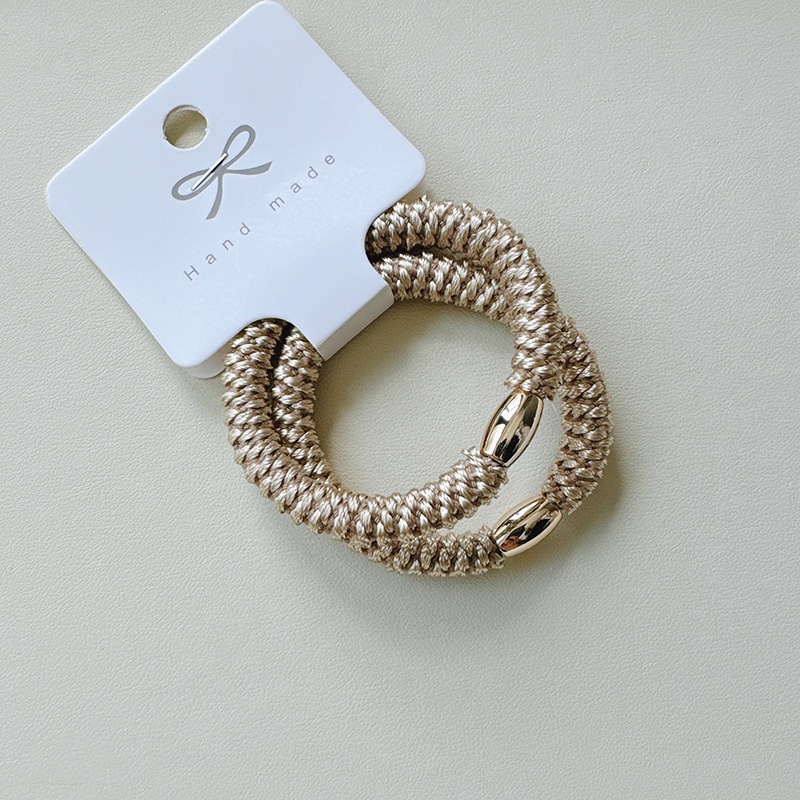 Women's Thick Knitted High Elastic Ponytail Hair Bands Gold Sequin