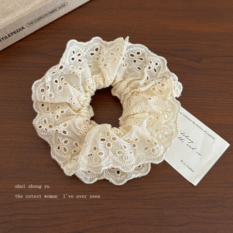 Women's Spring High-End Silky Pleated Pearl Streamer Large Hair Ring