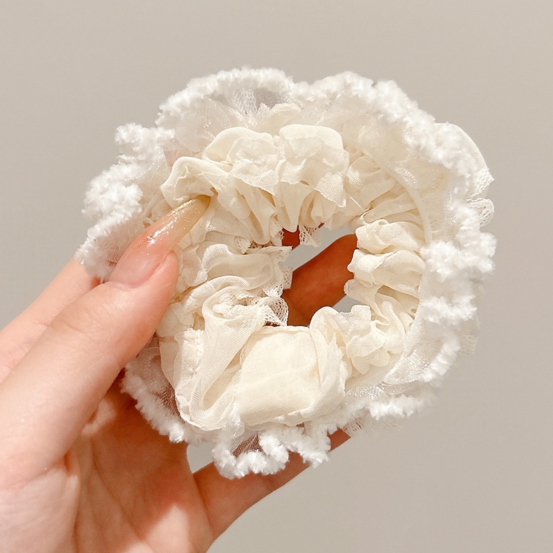 Women's Sweet Bun Scrunchie Hair Tie Multi-layer Lace Knit Cloth