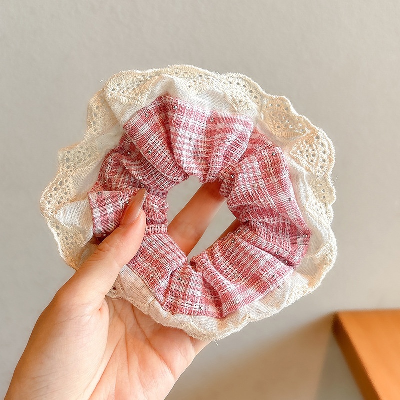 Women's Cloth Lace Scarf Scrunchie Daily Hair Tie Spring Tulip Floral