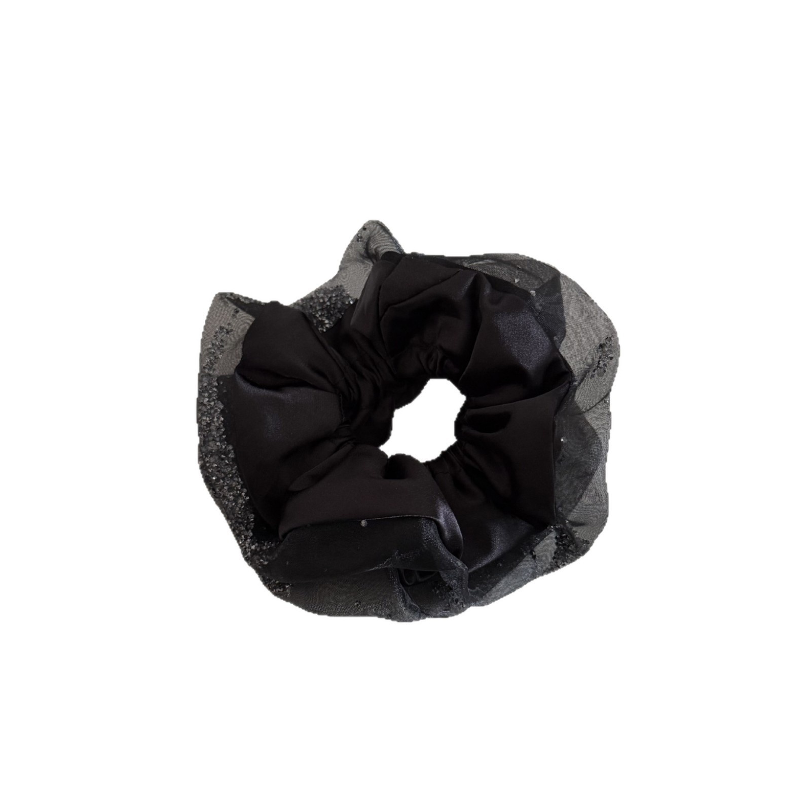 Women's French Style Rhinestone Gauze Party Hair Tie Purple Black