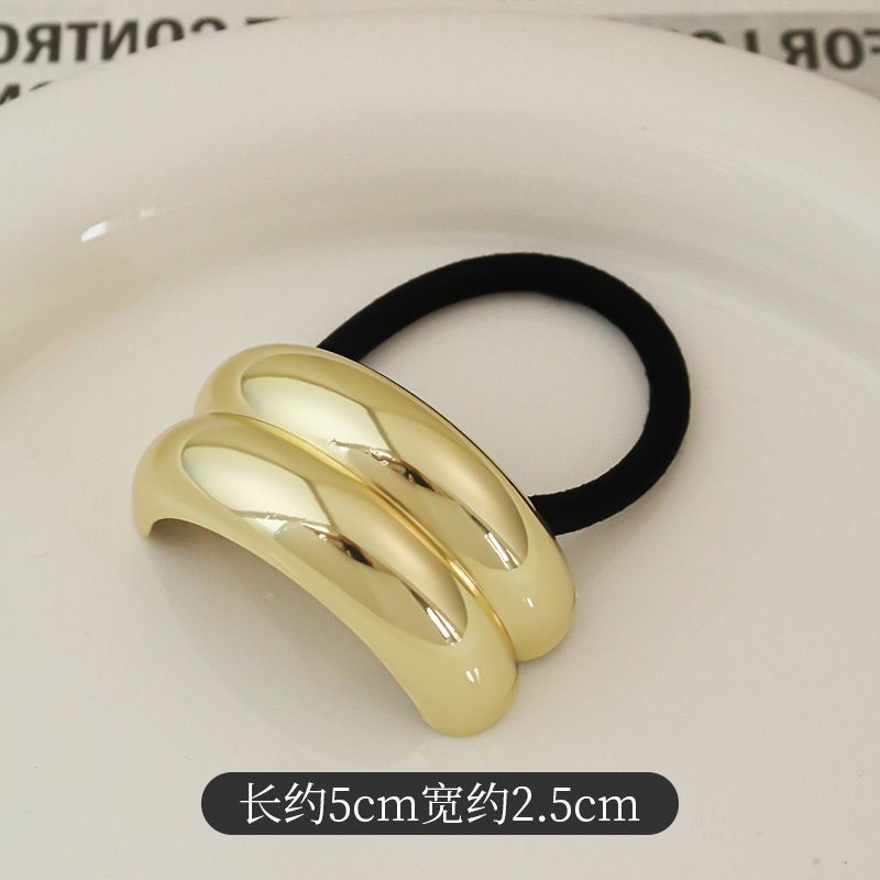 Women's Versatile Retro Alloy Elastic Hair Ties Round Cold Tone