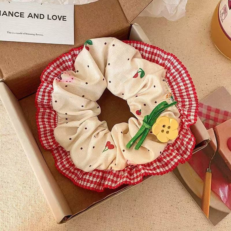 Women's Sweet Summer Bun Hair Scrunchie Irregular Pleated Fabric Tie