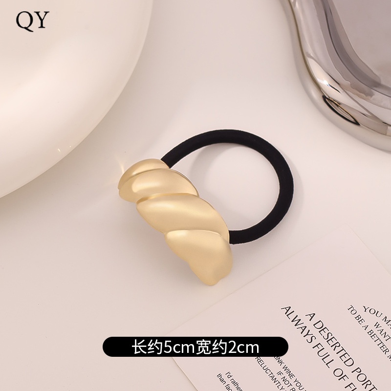 Women's Versatile Retro Alloy Elastic Hair Ties Round Cold Tone