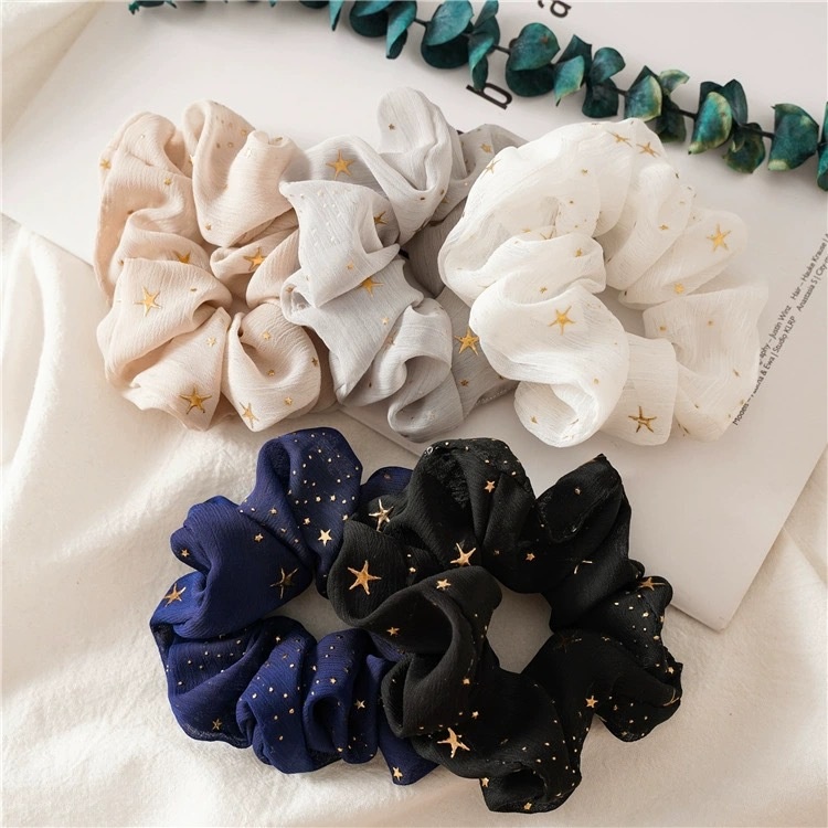 Women's Sweet Chiffon Scrunchie All-Match Hair Tie Printed Star Pattern