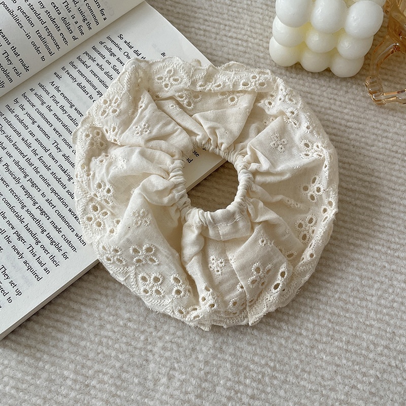 Women Daily Oversized High Elastic Lace Hair Scrunchie Elegant Floral