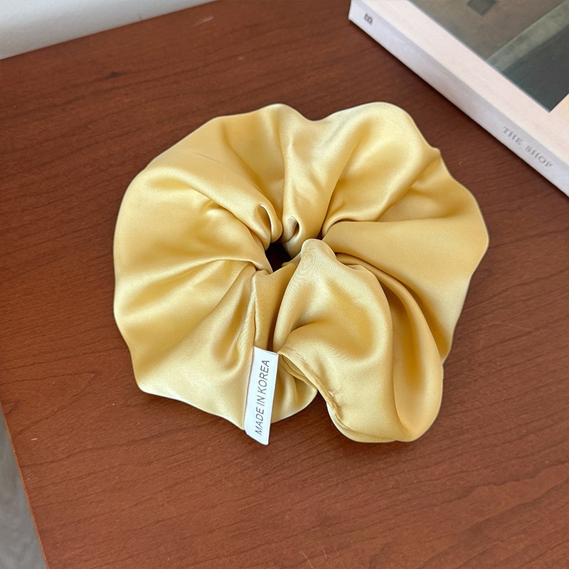 Women's Sweet Satin Hair Tie For Autumn And Winter Yellow Plaid