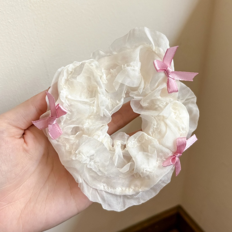 Women's Cloth Lace Scarf Scrunchie Daily Hair Tie Spring Tulip Floral