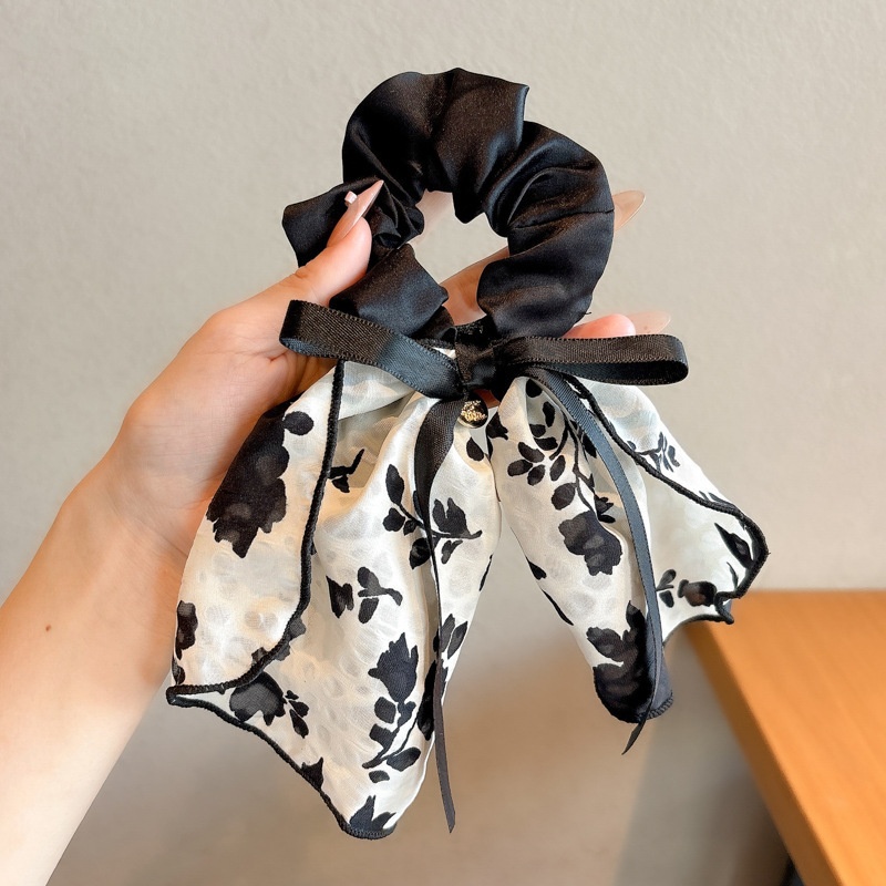 Women's Cloth Lace Scarf Scrunchie Daily Hair Tie Spring Tulip Floral