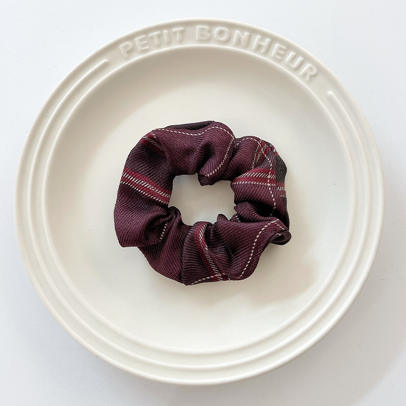 Women's Summer Fabric Scrunchie Pleated Plaid Leopard Hair Tie