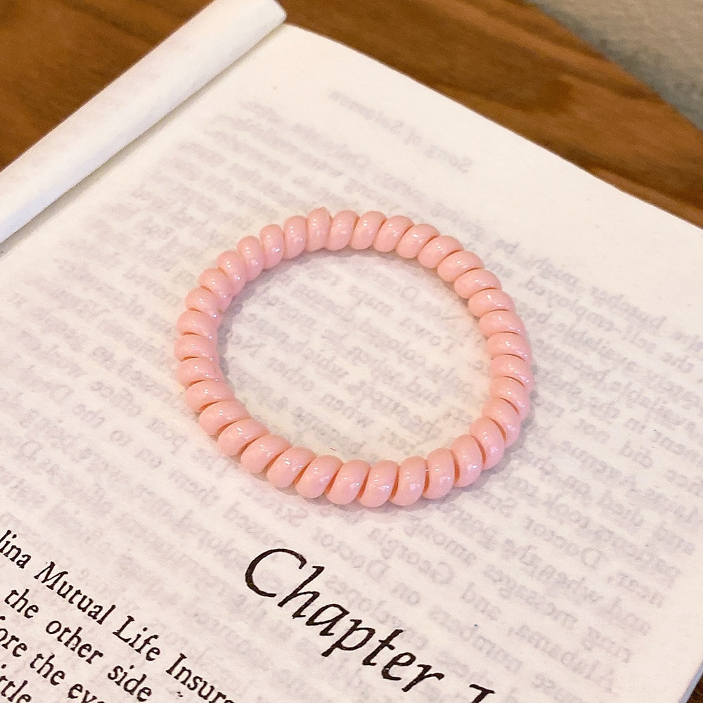 Girls Daily Rubber Spiral Telephone Line Hair Ring Sweet Candy Color