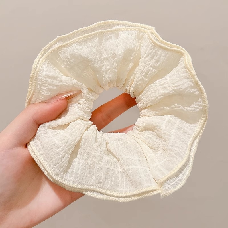 Women's Handmade Spring Ponytail Hair Scrunchie Checkered Fabric