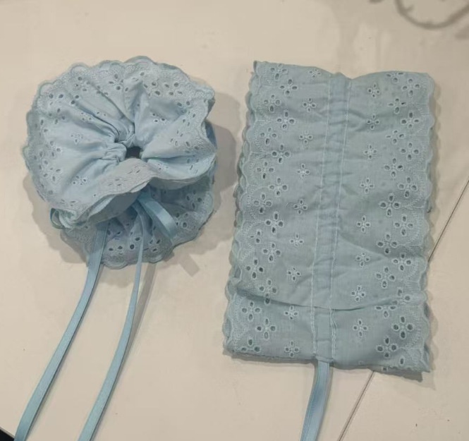 Women's Handmade Spring Ponytail Hair Scrunchie Checkered Fabric