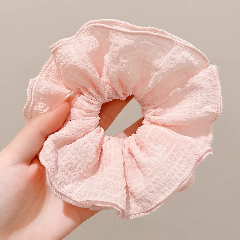 Women's Handmade Spring Ponytail Hair Scrunchie Checkered Fabric