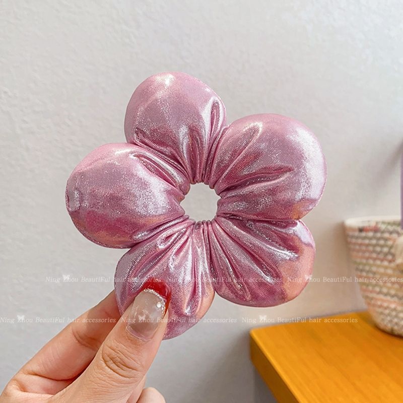 Women's Handmade Spring Ponytail Hair Scrunchie Checkered Fabric