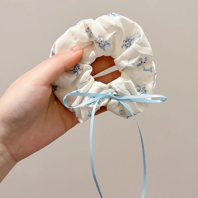 Women's Handmade Spring Ponytail Hair Scrunchie Checkered Fabric