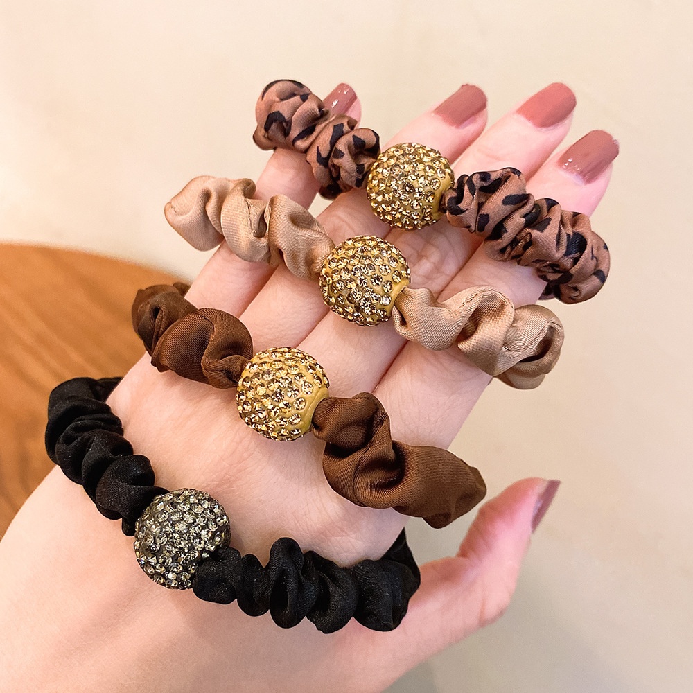Women's Luxury Rhinestone Large Elastic Hair Tie Leopard Print