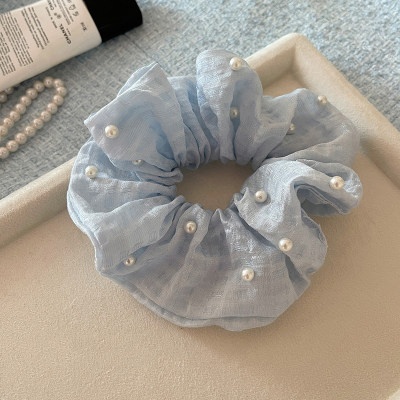 Women Spring Summer Cloth Hair Scrunchie Tie Romantic Polka Dot Lace