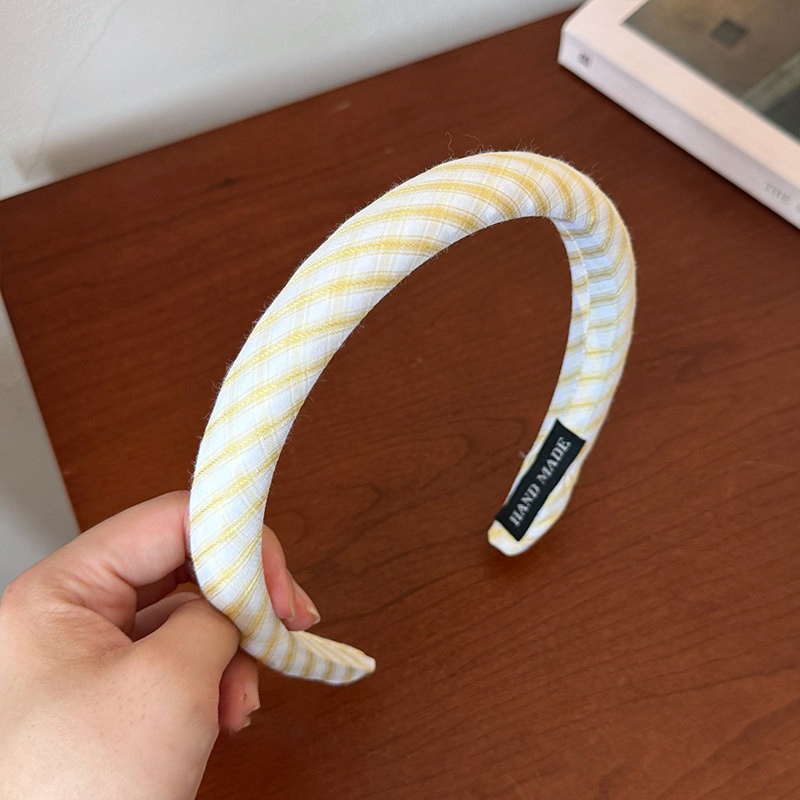 Women's Sweet Satin Hair Tie For Autumn And Winter Yellow Plaid