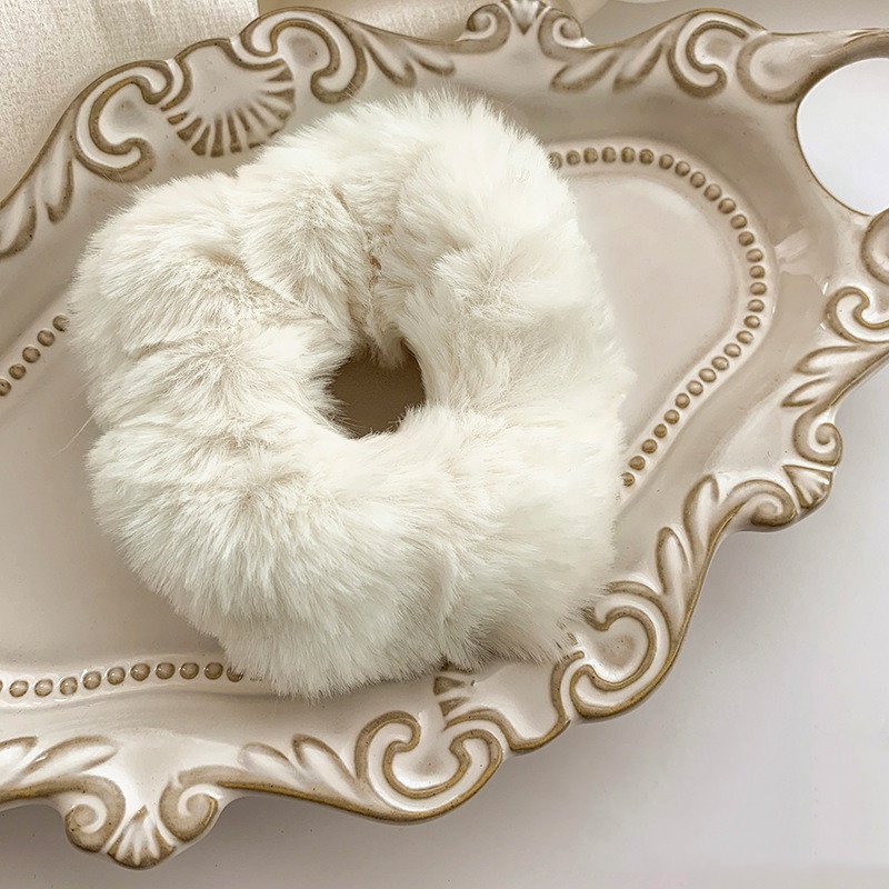 Women's Daily Winter Fluffy Plush Hair Tie Scrunchie Solid Color