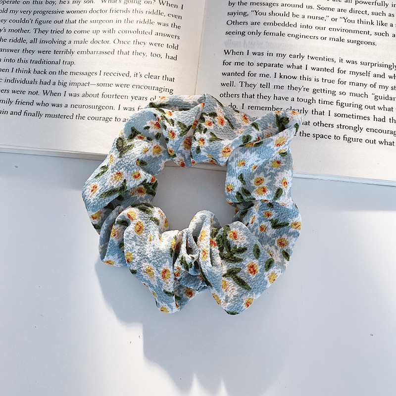 Women Daily Oversized High Elastic Lace Hair Scrunchie Elegant Floral