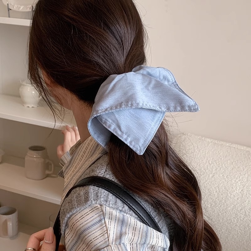 Women's Handmade Spring Ponytail Hair Scrunchie Checkered Fabric