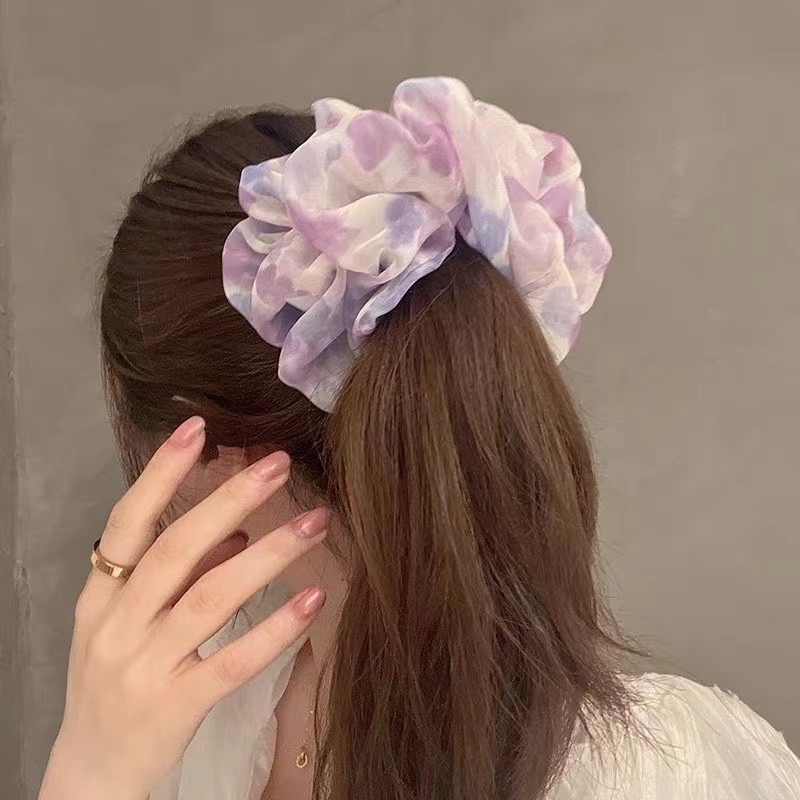 Women's Elegant Pastoral Ditsy Floral Gauze Hair Tie Summer Holiday Scrunchie