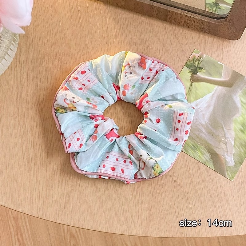 Women Daily Oversized High Elastic Lace Hair Scrunchie Elegant Floral