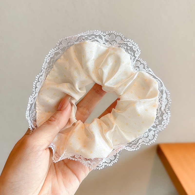 Women's Cloth Lace Scarf Scrunchie Daily Hair Tie Spring Tulip Floral