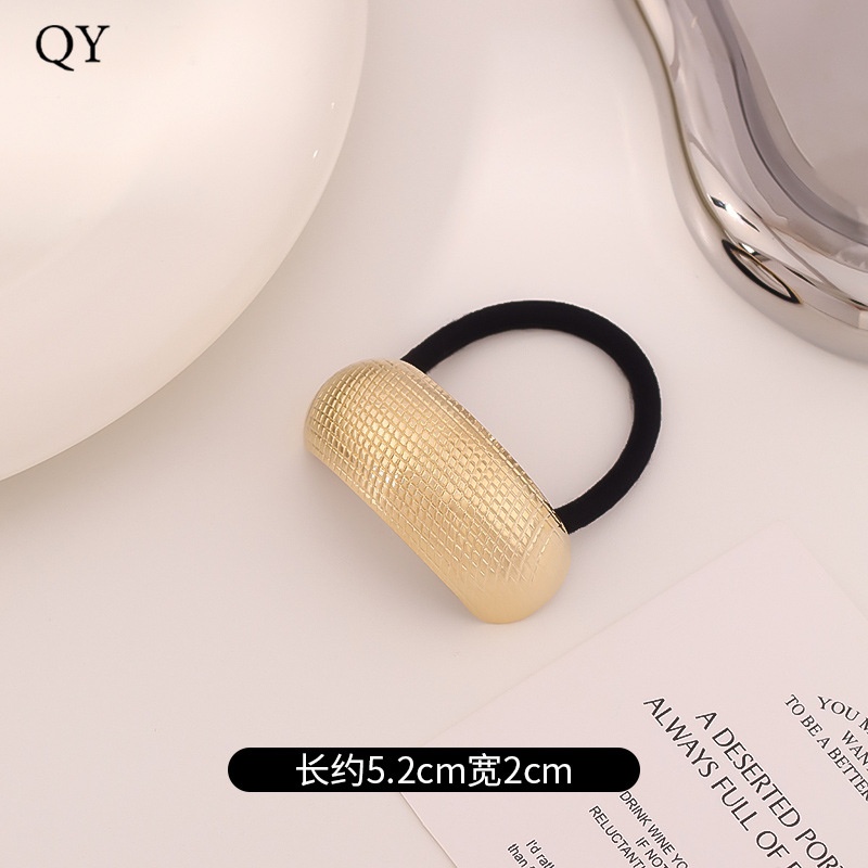 Women's Versatile Retro Alloy Elastic Hair Ties Round Cold Tone