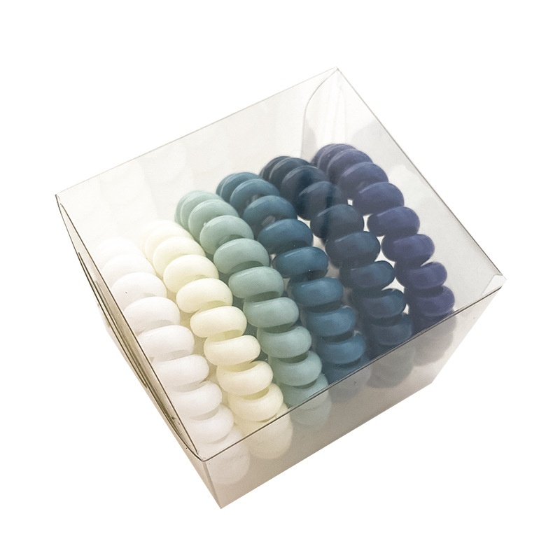 Women Autumn Plastic Telephone Cord Hair Ties 6Pcs Multicolor Round