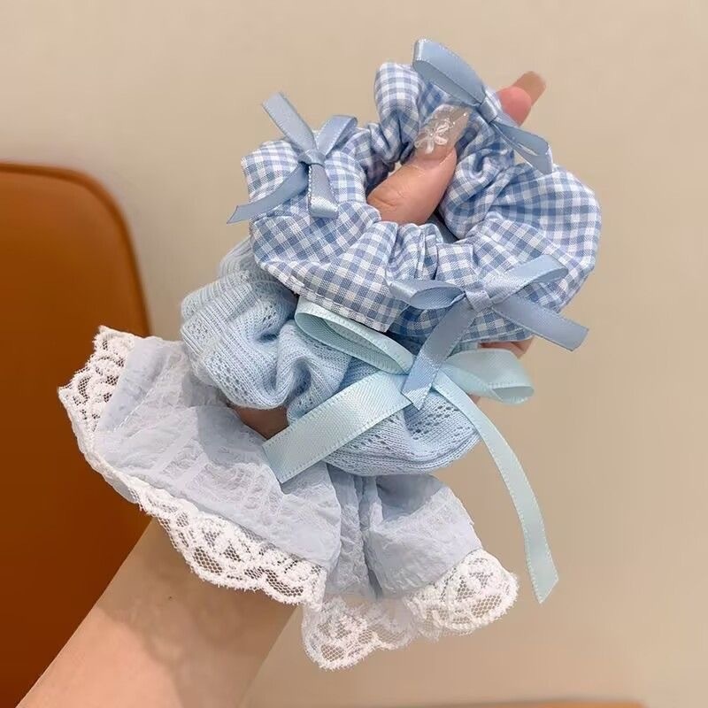 Women's Bowknot Lace Hair Scrunchie Ponytail Holder Sweet Fresh Pattern