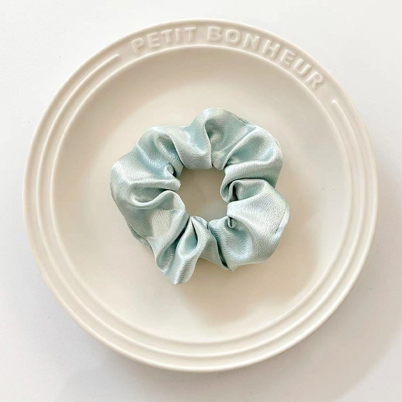 Women's Summer Fabric Scrunchie Pleated Plaid Leopard Hair Tie