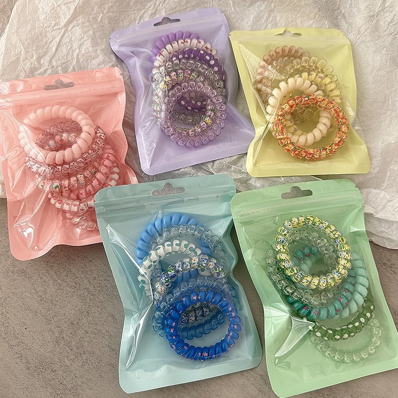 Women's Elastic Telephone Cord Hair Ties Summer Dopamine Candy Colors