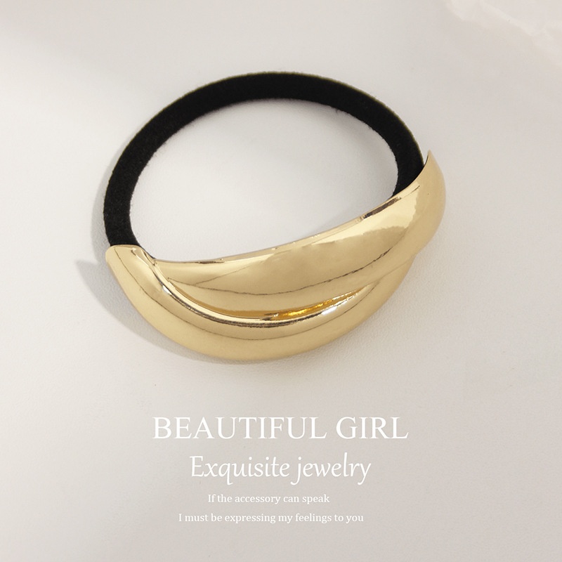 Women's Versatile Retro Alloy Elastic Hair Ties Round Cold Tone