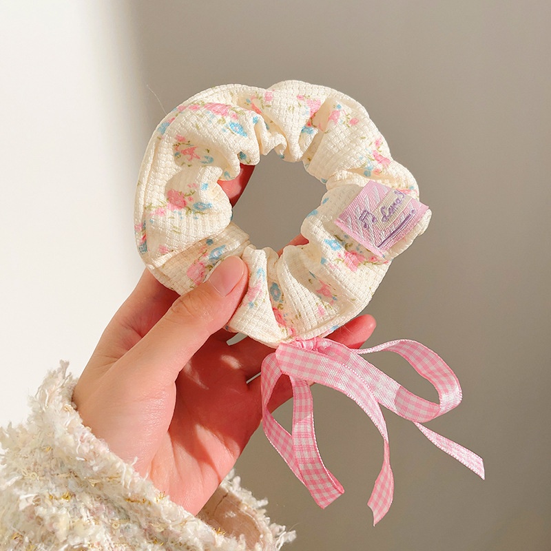 Women's Sweet Lace Ponytail Hair Tie Cloth Scrunchie Coral Lily Floral