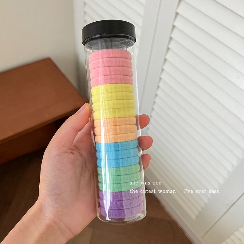 Women High Elastic Cloth Hair Tie No Damage Ponytail Ring Candy Color
