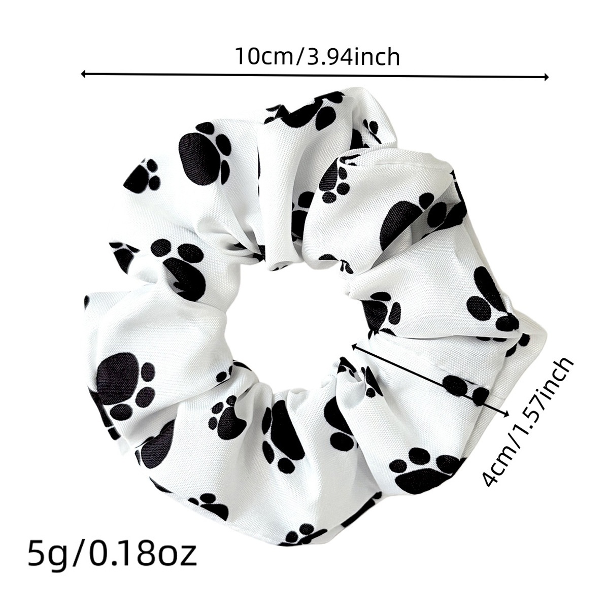 Women's Cute Winter Cloth Hair Tie Accessory Black White Paw Print