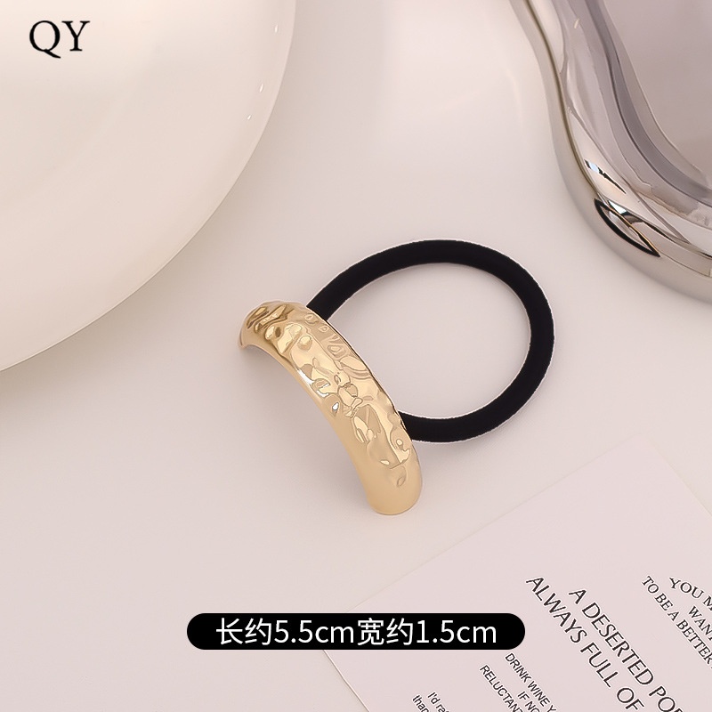 Women's Versatile Retro Alloy Elastic Hair Ties Round Cold Tone