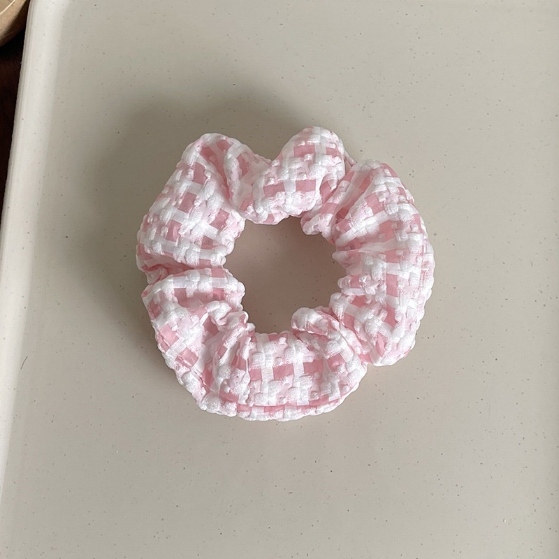 Women's Summer Fabric Scrunchie Pleated Plaid Leopard Hair Tie