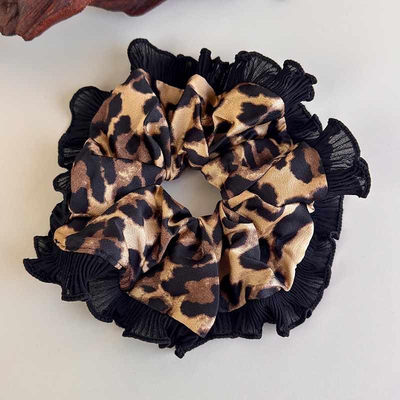 Women's Casual Fabric Elastic Scrunchies High Ponytail Leopard Print