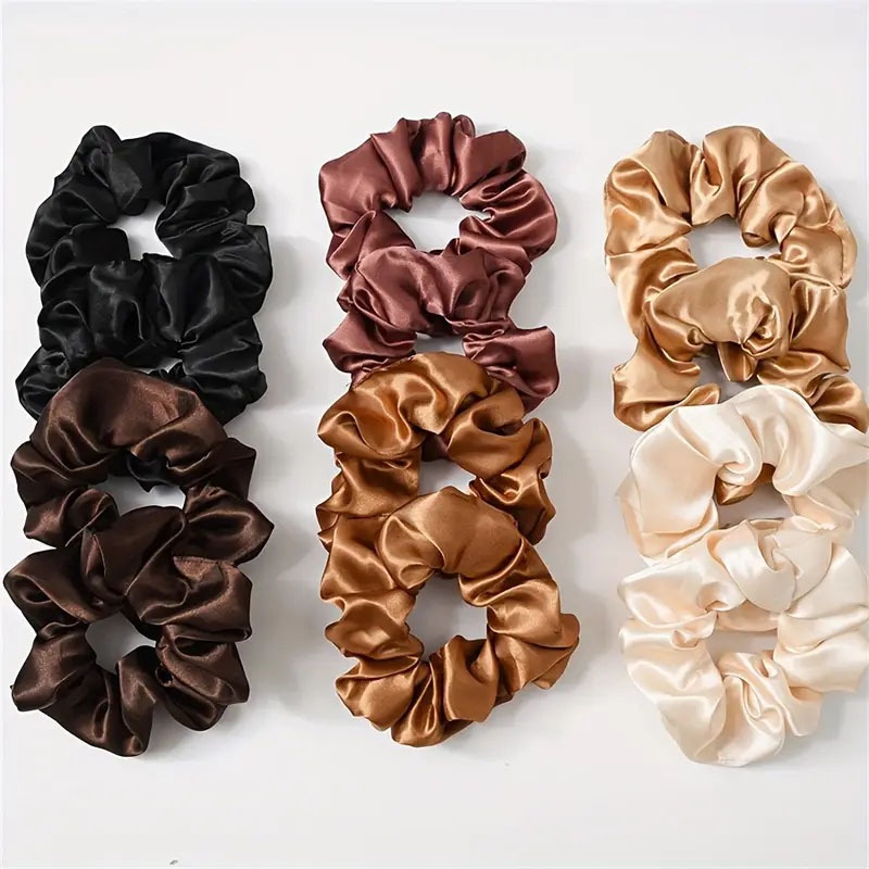 Women's Elegant Satin Large Scrunchie Damage-Free Hair Tie Solid Color