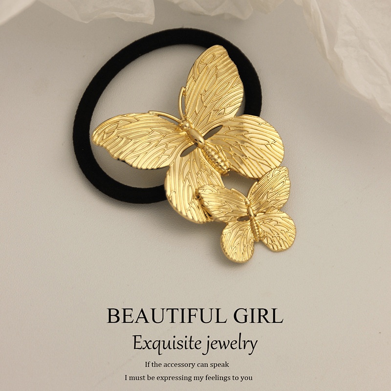 Women's Versatile Retro Alloy Elastic Hair Ties Round Cold Tone