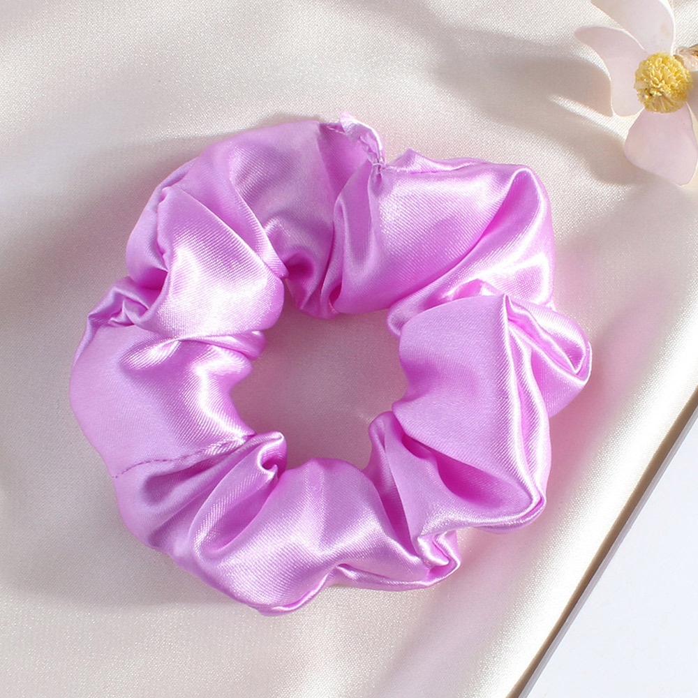 Women's Elegant Summer French Satin Hair Scrunchie Solid Purple